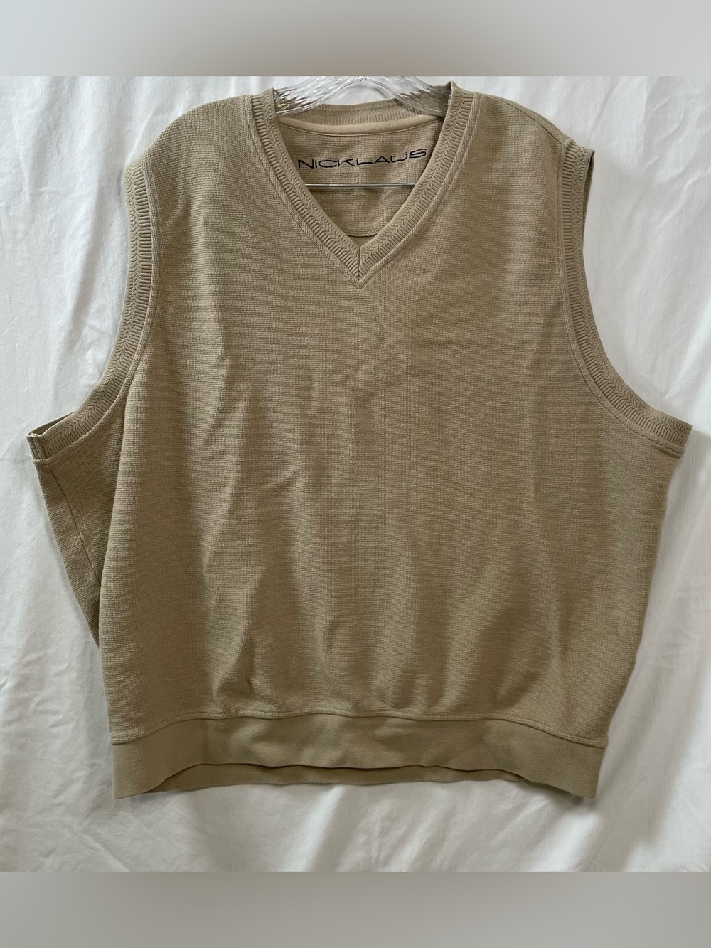 Jack Nicklaus Men's V-Neck Sweater Vest in Khaki XXL tan golf
